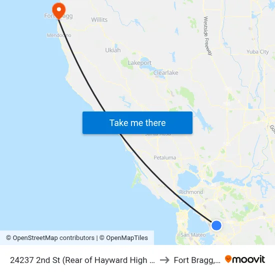 24237 2nd St (Rear of Hayward High School) to Fort Bragg, CA map