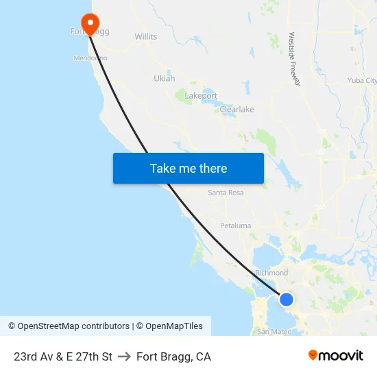 23rd Av & E 27th St to Fort Bragg, CA map