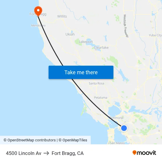 4500 Lincoln Av to Fort Bragg, CA map