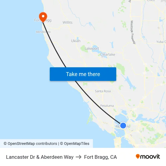 Lancaster Dr & Aberdeen Way to Fort Bragg, CA map