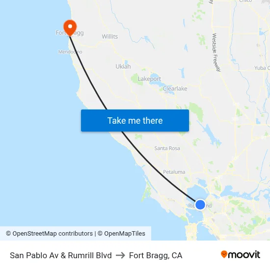 San Pablo Av & Rumrill Blvd to Fort Bragg, CA map