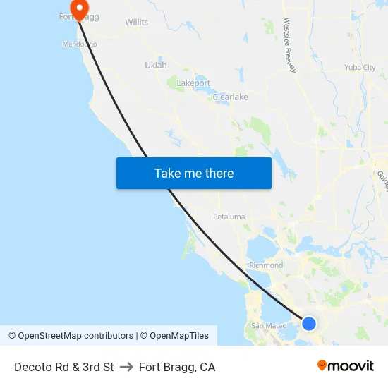 Decoto Rd & 3rd St to Fort Bragg, CA map