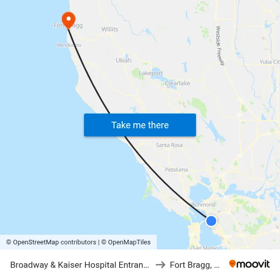Broadway & Kaiser Hospital Entrance to Fort Bragg, CA map