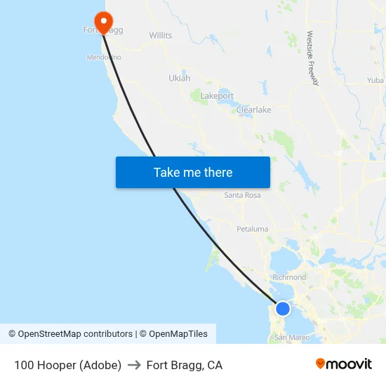 100 Hooper (Adobe) to Fort Bragg, CA map