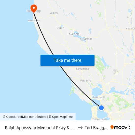 Ralph Appezzato Memorial Pkwy & Main St to Fort Bragg, CA map
