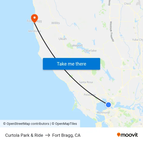 Curtola Park & Ride to Fort Bragg, CA map