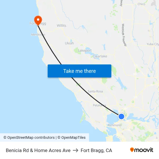Benicia Rd & Home Acres Ave to Fort Bragg, CA map