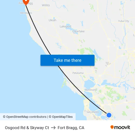 Osgood Rd & Skyway Ct to Fort Bragg, CA map