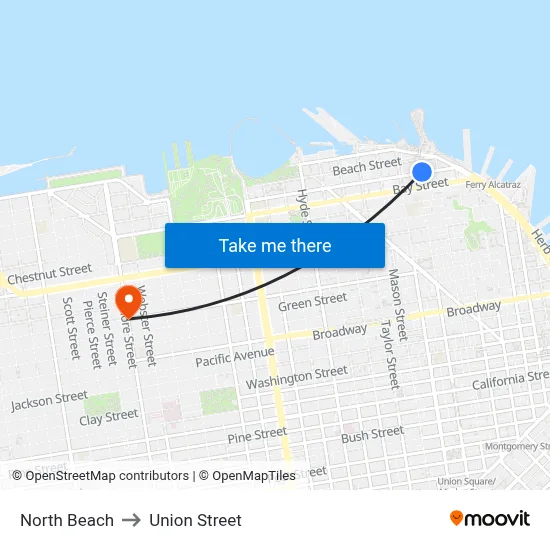 North Beach to Union Street map