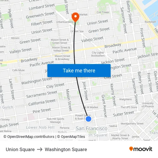 Union Square to Washington Square map