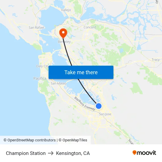 Champion Station to Kensington, CA map