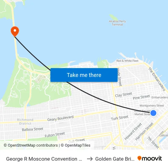 George R Moscone Convention Center to Golden Gate Bridge map