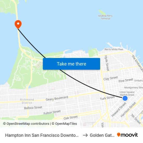 Hampton Inn San Francisco Downtown/Convention Center to Golden Gate Bridge map