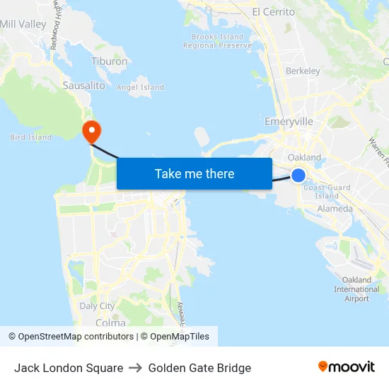 Jack London Square to Golden Gate Bridge map