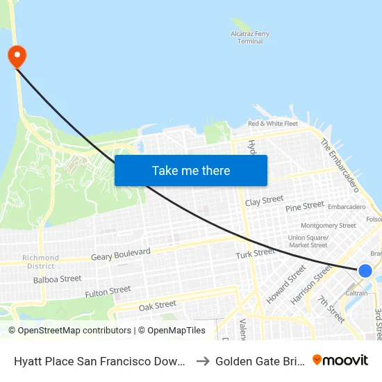 Hyatt Place San Francisco Downtown to Golden Gate Bridge map