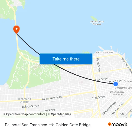 Palihotel San Francisco to Golden Gate Bridge map