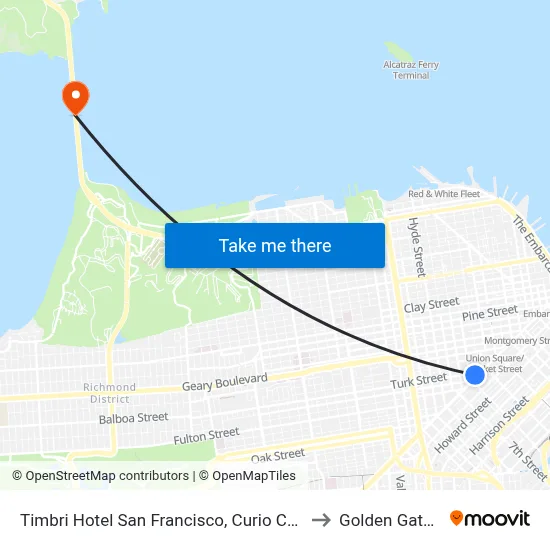 Timbri Hotel San Francisco, Curio Collection by Hilton to Golden Gate Bridge map