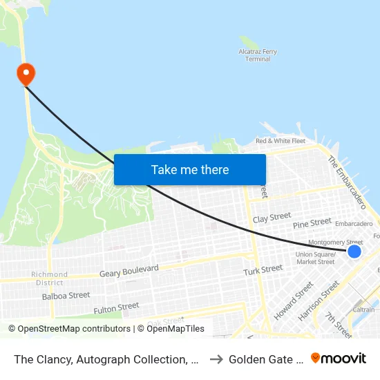 The Clancy, Autograph Collection, San Francisco to Golden Gate Bridge map