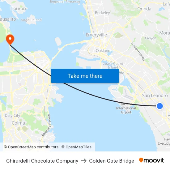Ghirardelli Chocolate Company to Golden Gate Bridge map