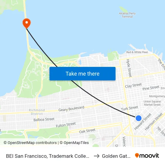 BEI San Francisco, Trademark Collection by Wyndham to Golden Gate Bridge map