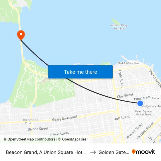 Beacon Grand, A Union Square Hotel, San Francisco to Golden Gate Bridge map