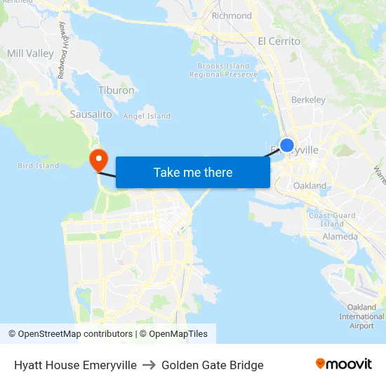 Hyatt House Emeryville to Golden Gate Bridge map