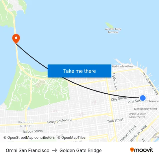Omni San Francisco to Golden Gate Bridge map