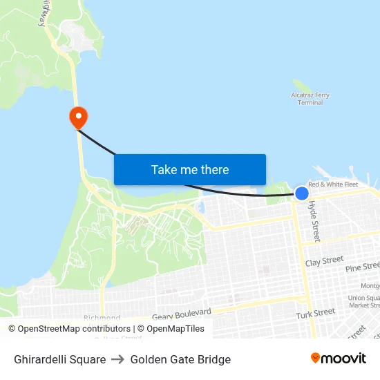 Ghirardelli Square to Golden Gate Bridge map