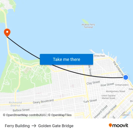 Ferry Building to Golden Gate Bridge map