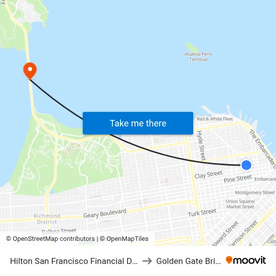 Hilton San Francisco Financial District to Golden Gate Bridge map