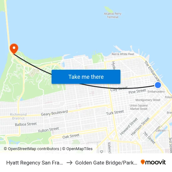 Hyatt Regency San Francisco to Golden Gate Bridge/Parking Lot map