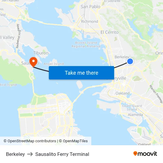 Berkeley to Sausalito Ferry Terminal map