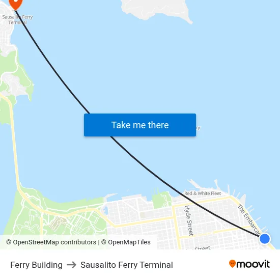 Ferry Building to Sausalito Ferry Terminal map