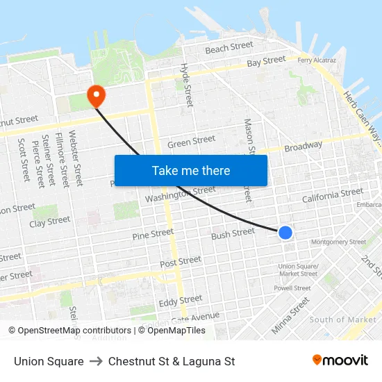 Union Square to Chestnut St & Laguna St map