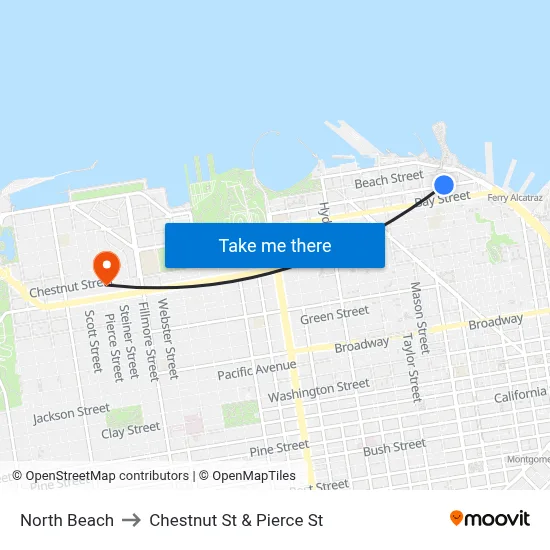 North Beach to Chestnut St & Pierce St map