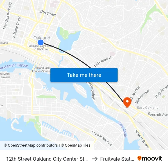 12th Street Oakland City Center Station to Fruitvale Station map