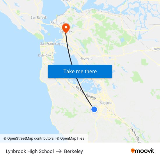 Lynbrook High School to Berkeley map