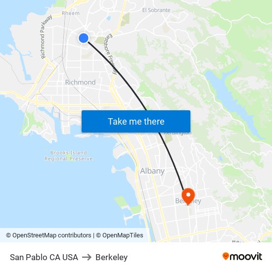 San Pablo CA USA to Berkeley map
