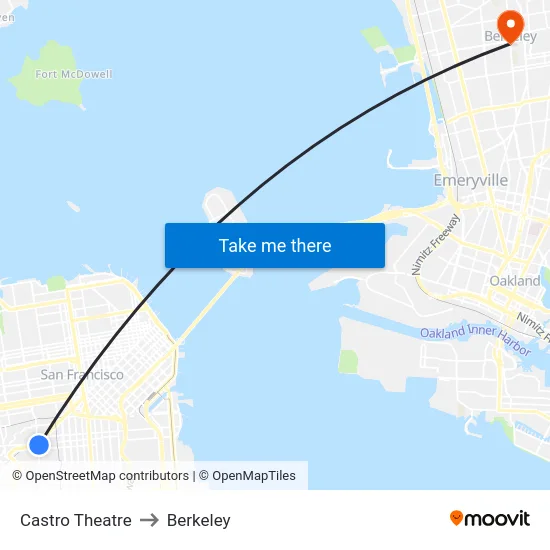 Castro Theatre to Berkeley map