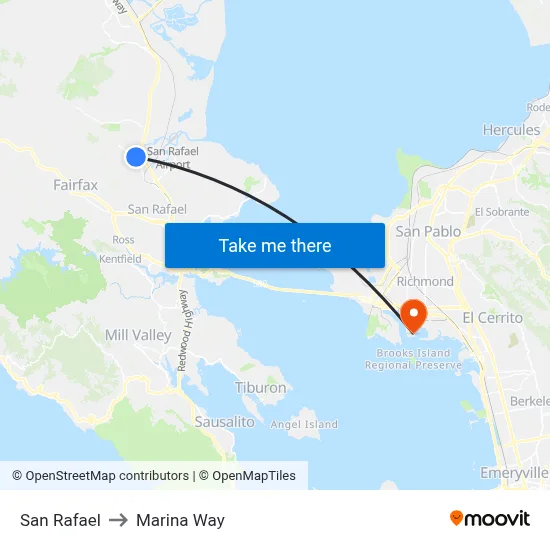 San Rafael to Marina Way map