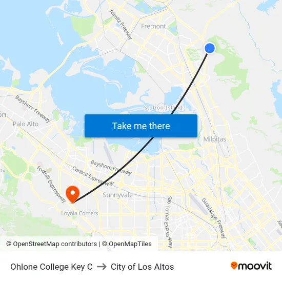 Ohlone College Key C to City of Los Altos map