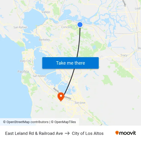 East Leland Rd & Railroad Ave to City of Los Altos map