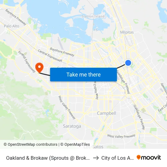 Oakland & Brokaw (Sprouts @ Brokaw) (S) to City of Los Altos map