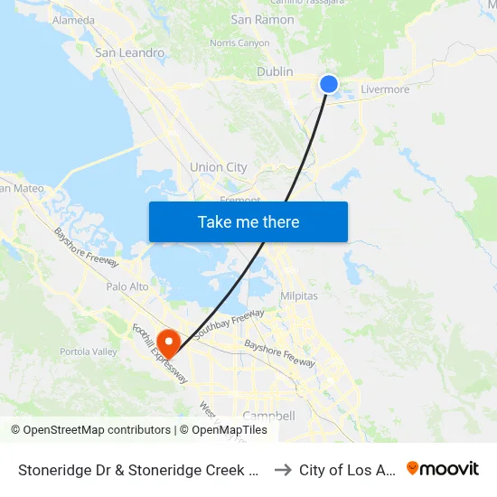 Stoneridge Dr & Stoneridge Creek Wy WB to City of Los Altos map