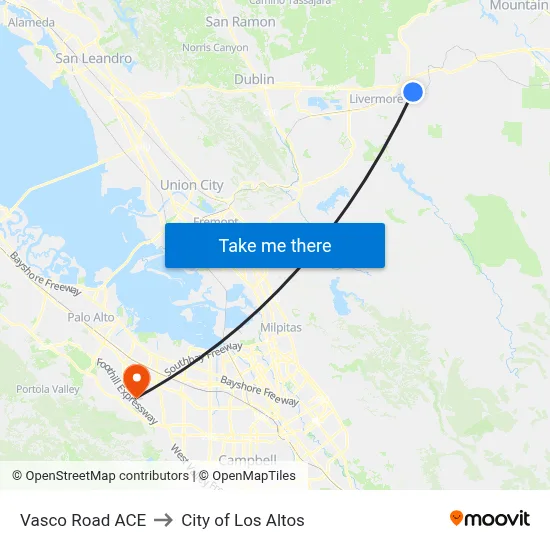 Vasco Road ACE to City of Los Altos map