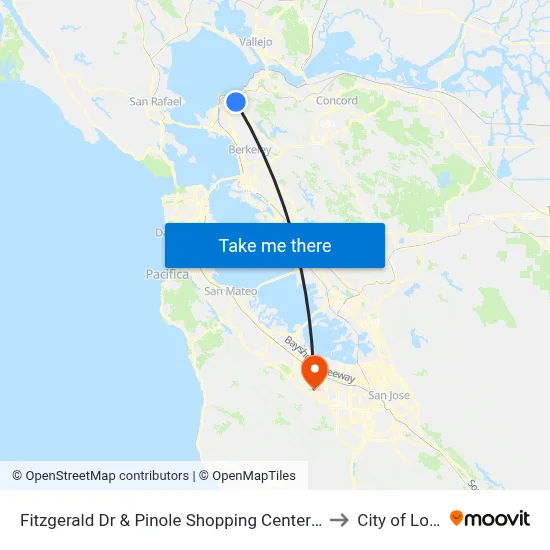 Fitzgerald Dr & Pinole Shopping Center (Target/Applebees) to City of Los Altos map