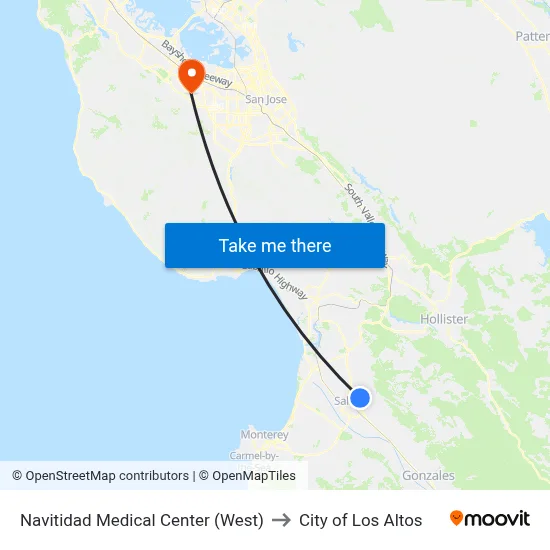 Navitidad Medical Center (West) to City of Los Altos map