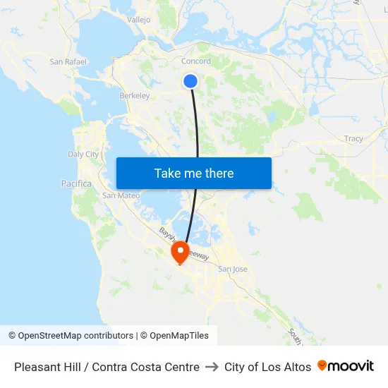 Pleasant Hill / Contra Costa Centre to City of Los Altos map