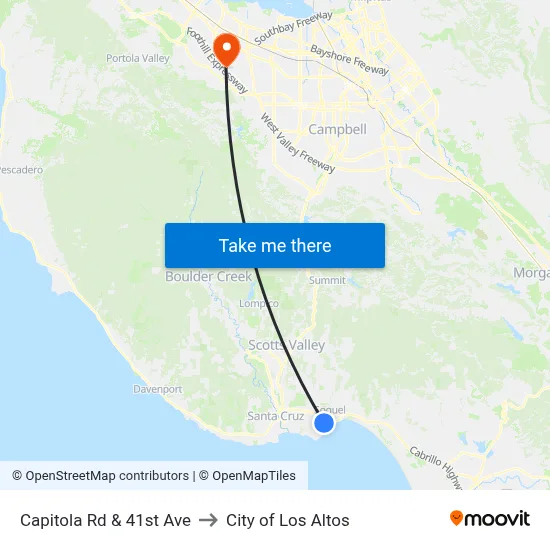 Capitola Rd & 41st Ave to City of Los Altos map