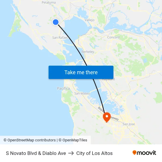 S Novato Blvd & Diablo Ave to City of Los Altos map